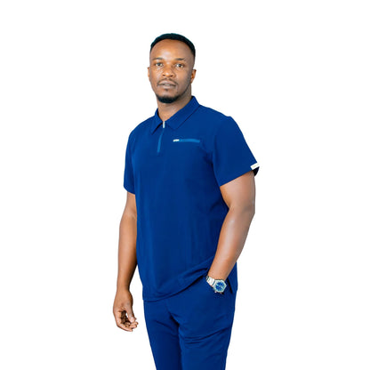 The Bo – Men’s Scrub Top – Collared Zip Front, Classic Fit