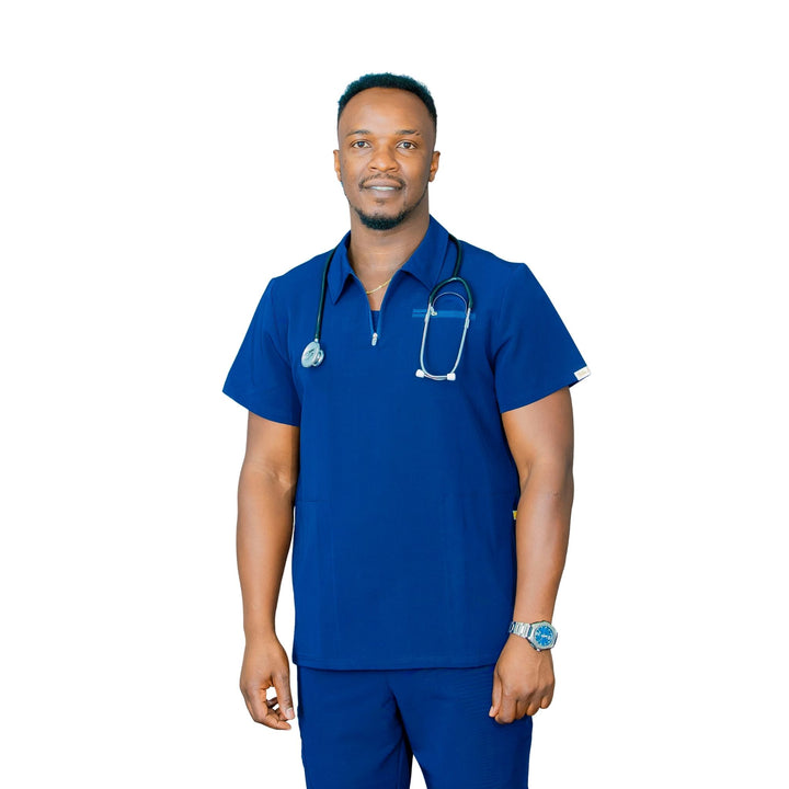 The Bo – Men’s Scrub Top – Collared Zip Front, Classic Fit - Tulia Scrubs