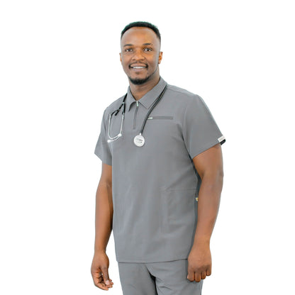 The Bo – Men’s Scrub Top – Collared Zip Front, Classic Fit