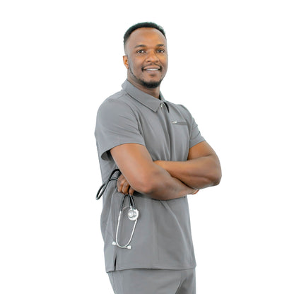 The Bo – Men’s Scrub Top – Collared Zip Front, Classic Fit