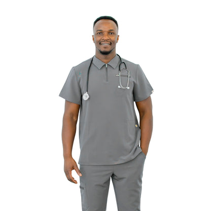 The Bo – Men’s Scrub Top – Collared Zip Front, Classic Fit