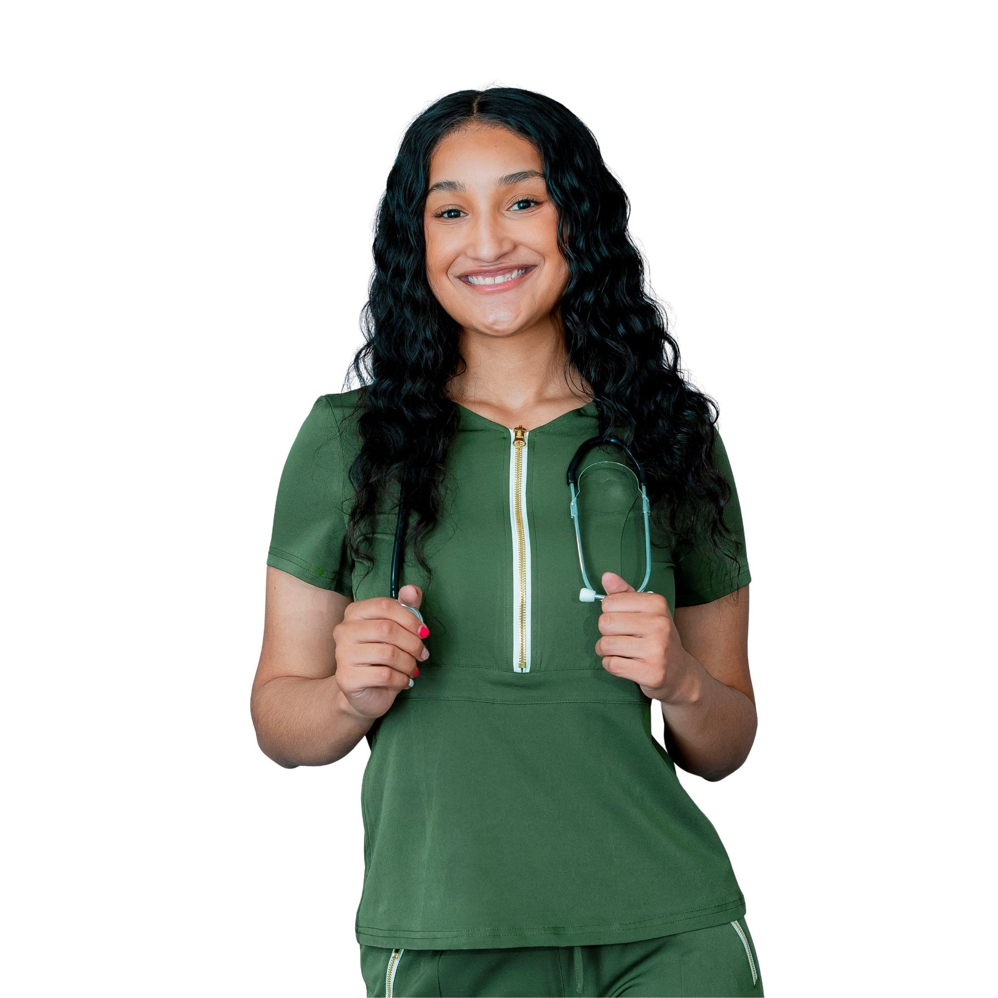 The Kiki – Women’s Scrub Top – Half Zip, Modern Fit - Side View